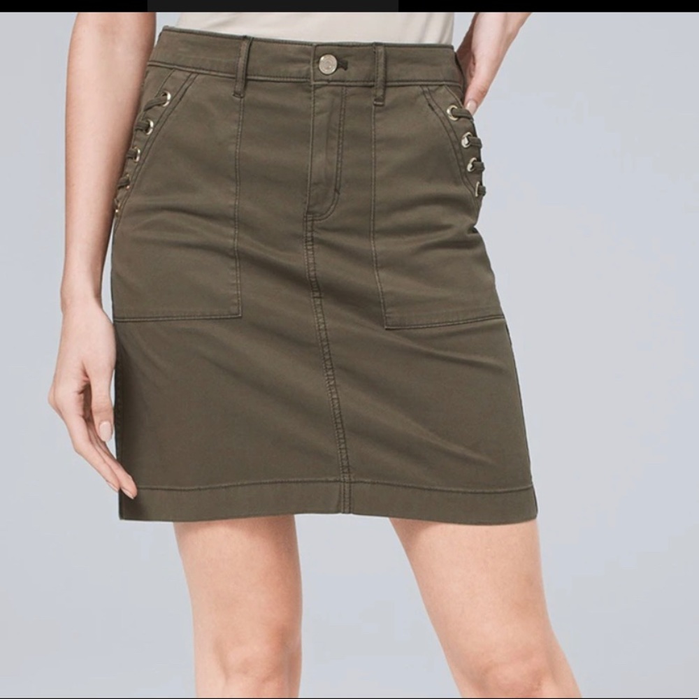 NWT White House Black Market cargo Lace-Up Utility Skirt size 10